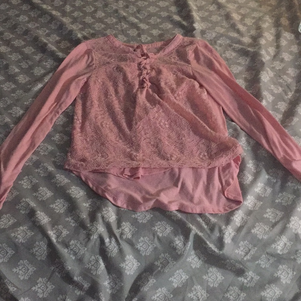 Pink laced long sleeve shirt